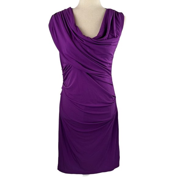 Elegant & Classic! Suzi Chin Purple Draped Body Conscious Dress Size 6 - Picture 1 of 11